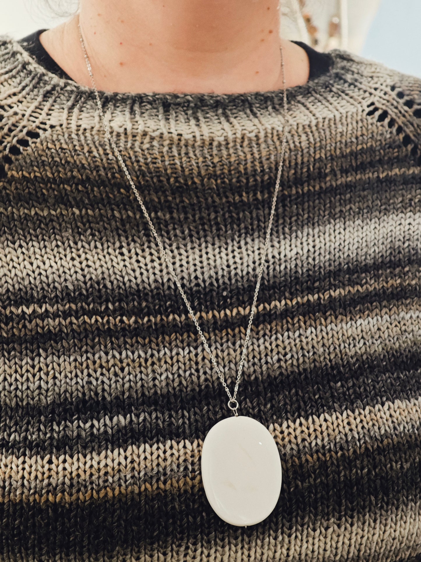 Sautoir Agate Blanche