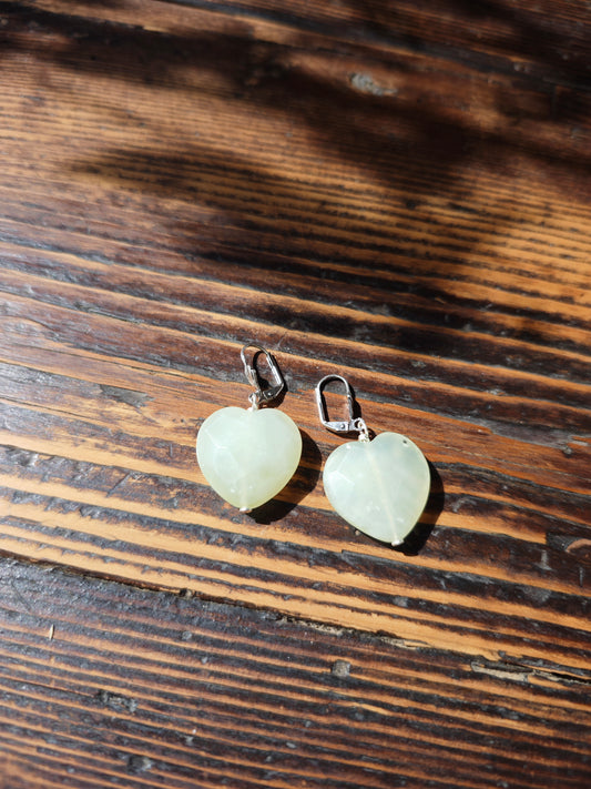 Boucles d'oreilles coeur Jade