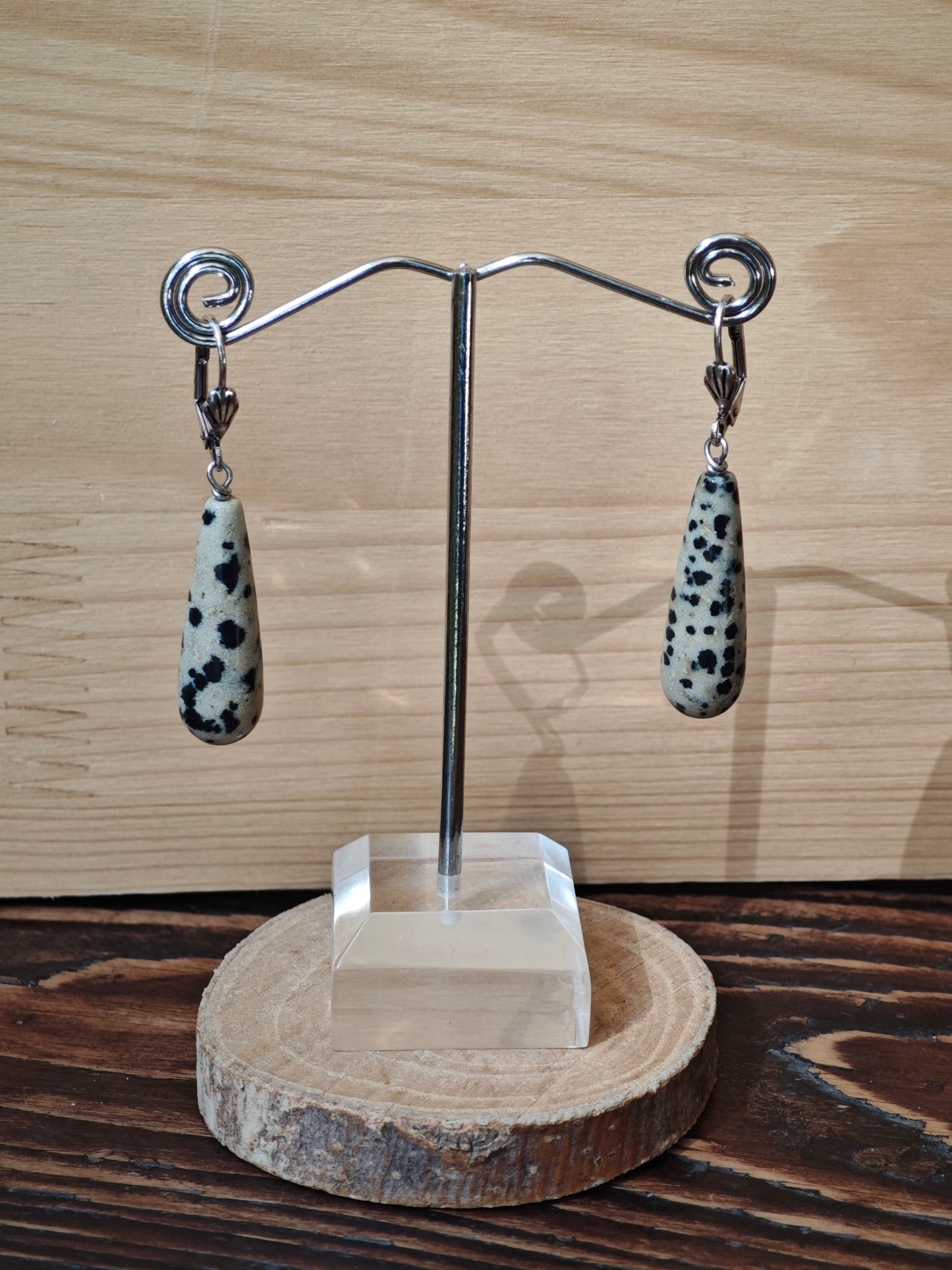 Boucles d'oreilles Gouttes Jaspe dalmatien