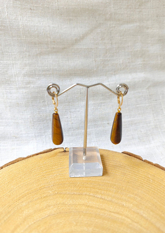 Boucles d'oreilles gouttes en Oeil de tigre