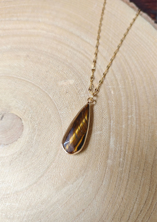 Collier goutte œil de tigre