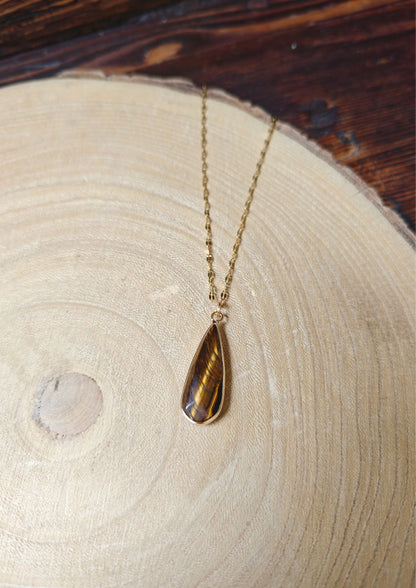 Collier goutte œil de tigre