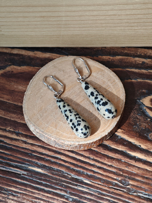 Boucles d'oreilles Gouttes Jaspe dalmatien