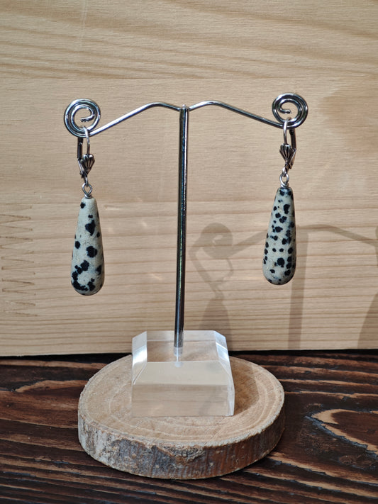 Boucles d'oreilles Gouttes Jaspe dalmatien
