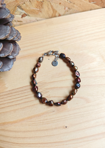 Bracelet perles de culture de couleur