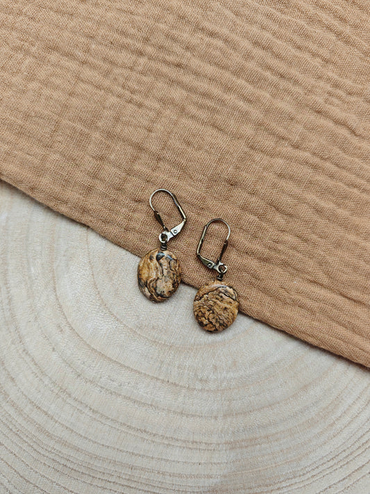 Boucles d'oreilles Jaspe paysage