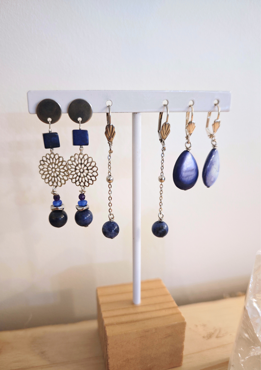 Boucles d'oreilles Bleues