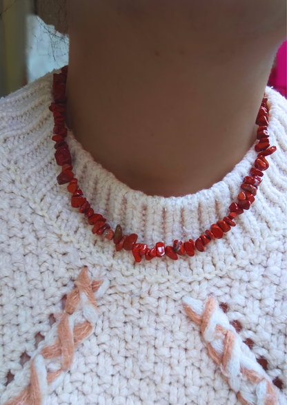 Collier Jaspe rouge brut