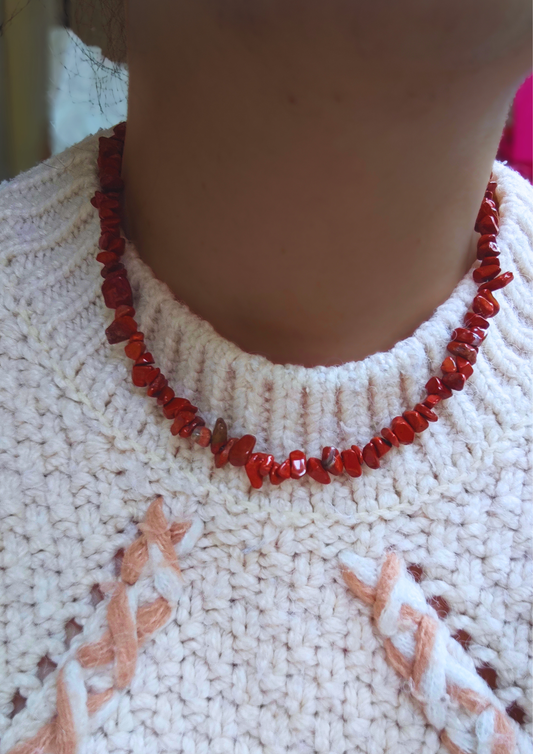 Collier Jaspe rouge brut