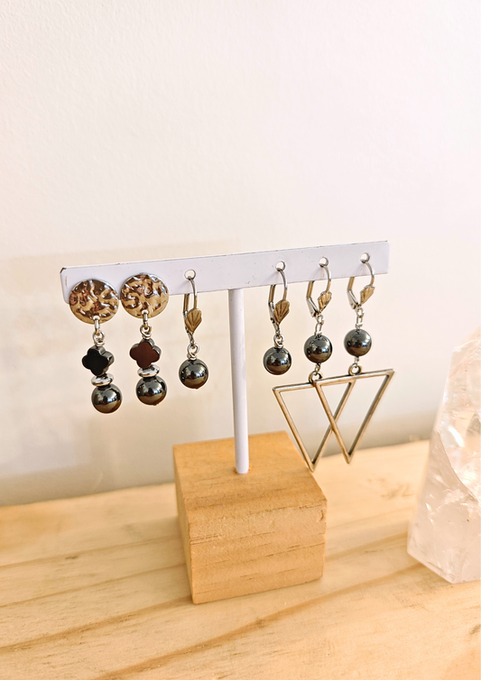 Boucles d'oreilles Hématite