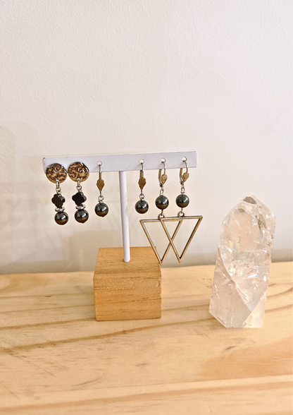 Boucles d'oreilles Hématite