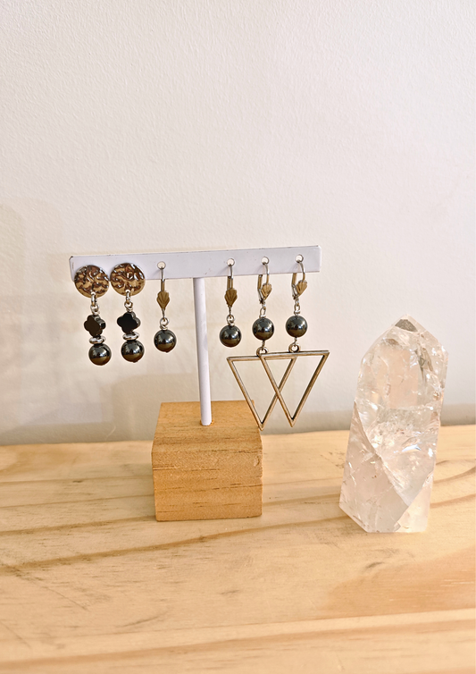 Boucles d'oreilles Hématite