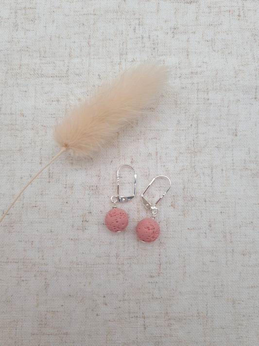 Boucles d'oreilles Pierre de lave rose