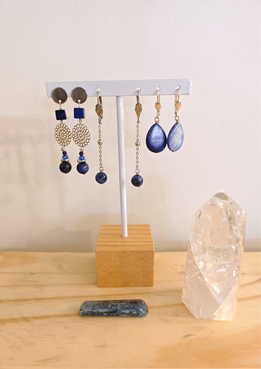 Boucles d'oreilles Bleues